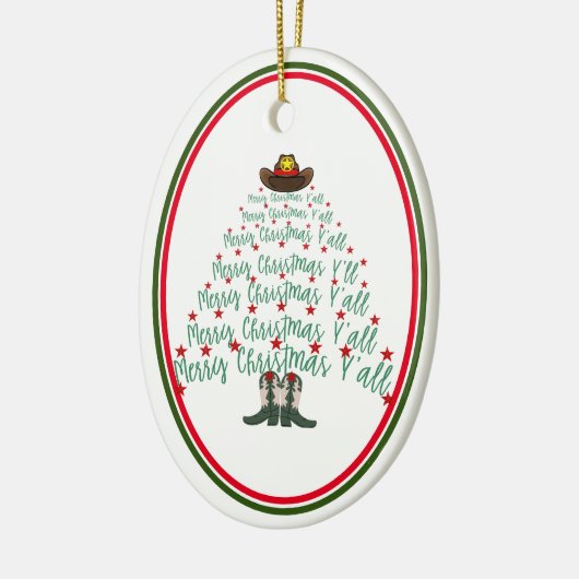 2024 Cowboy Kerstboom gast Keramisch Ornament (Links)