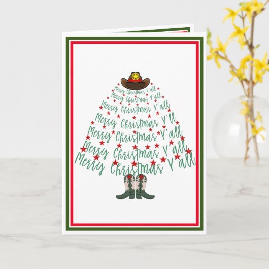 2024 Cowboy Kerstboom Kaart (Gele Bloem)