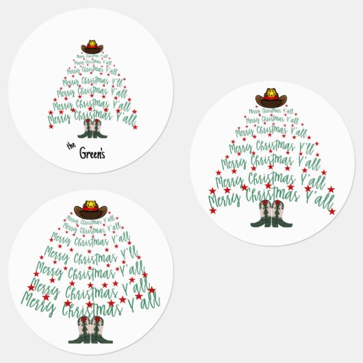2024 Cowboy Kerstboom Ronde Labels (Groep)