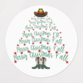2024 Cowboy Kerstboom Ronde Labels (Design 2)