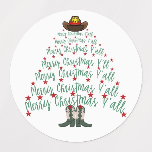 2024 Cowboy Kerstboom Ronde Labels (Design 2)