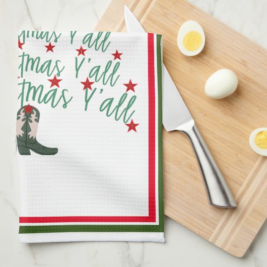 2024 Cowboy Kerstboom Theedoek (Quarter Fold)