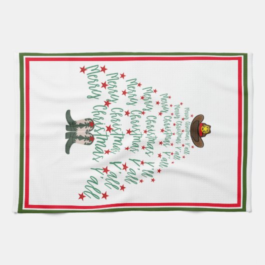 2024 Cowboy Kerstboom Theedoek (Horizontaal)