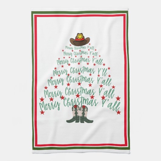 2024 Cowboy Kerstboom Theedoek (Verticaal)