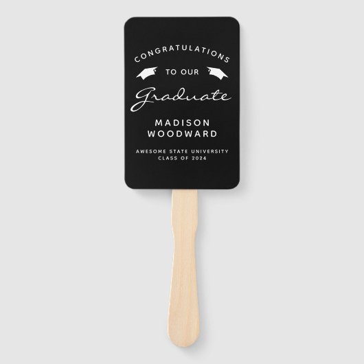 2024 Custom Foto Zwart Wit Afstuderen Handwaaier (Voorkant)