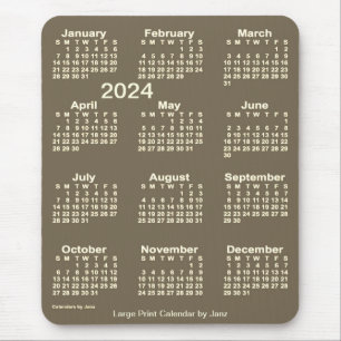 2024 Dark Sepia Large Print Calendar van Janz Muismat