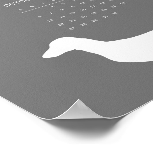 2024 Donkergrijze Dachshund Silhouet Kalender Poster (Hoek)