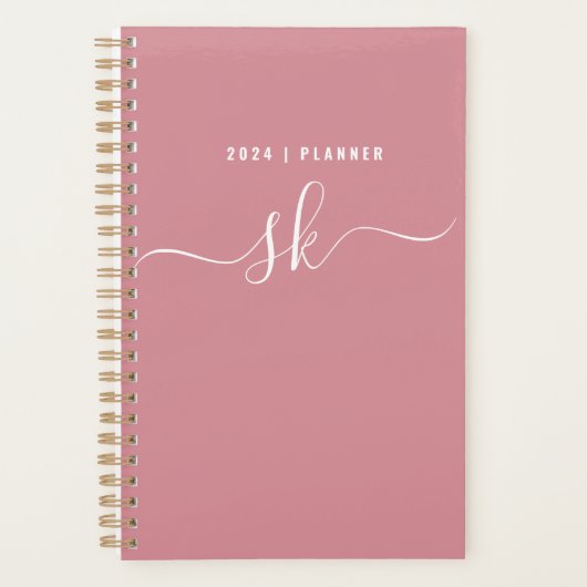 2024 Dusty Pink Weekly Maandelijks Niet Gedateerde Planner (Voorkant)