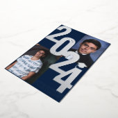 2024 Echte Folie Zilver Metallic Afstuderen Foto Folie Uitnodiging (Gedraaid)