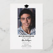 2024 Echte Folie Zilver Metallic Afstuderen Foto Folie Uitnodiging (Achterkant)