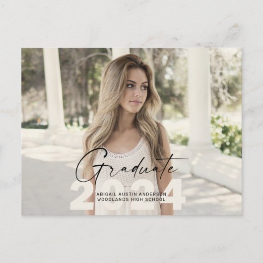 2024 Eenvoudig Afstudeerder Foto Briefkaart (Voorkant)