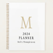 2024 Eenvoudig Monogram Initiaal Naam Witte Planne Planner (Voorkant)