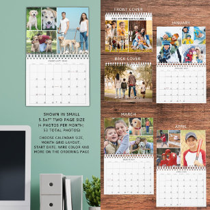 2024 Eenvoudige aangepaste fotocollage 4 per maand Kalender