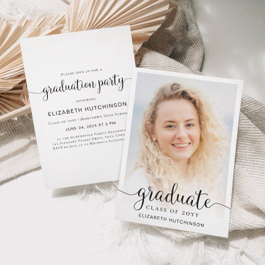 2024 Eenvoudige Script Overlay Foto Afstudeerfeest Kaart