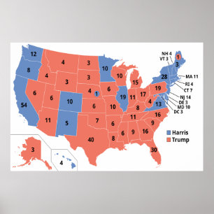 2024 Electoral College Amerikaanse Verkiezingskaar Poster