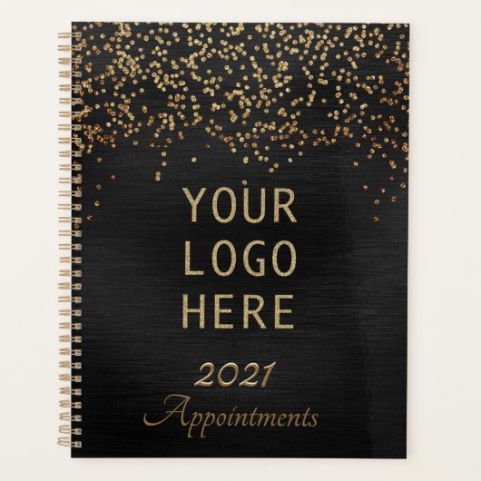 2024 Elegant Zwart Goud Logo Afsprakenboek Planner (Voorkant)