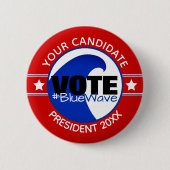 2024 ELKE KANDIDAAT Blue Wave | Kandidaat-Sjabloon Ronde Button 5,7 Cm (Voorkant)