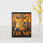 2024 en Cat Western Cowboy Patriotic 4 juli Kaart (Gele Bloem)