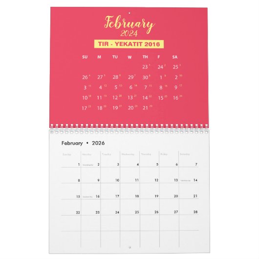 2024 Ethiopische muur kalender Converter (Feb 2026)