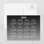 2024 Faded Black Mini Calendar van Janz Briefkaart (Voorkant / Achterkant)