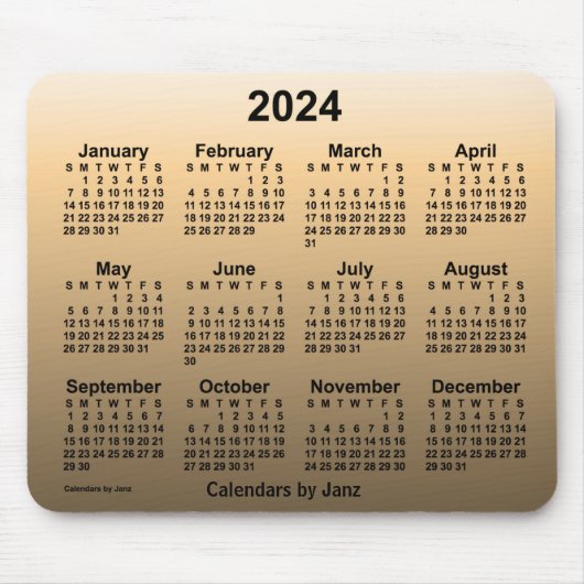 2024 Faded Sepia-kalender van de Janz-Muismat Muismat (Voorkant)