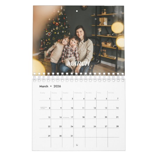 2024 Familie Aangepaste Foto Chic Script Kalender (Mar 2026)