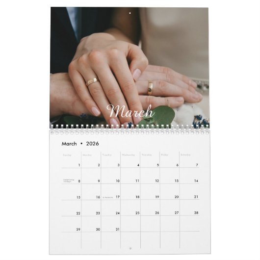 2024 Familie Aangepaste Foto Chic Script Kalender (Mar 2026)