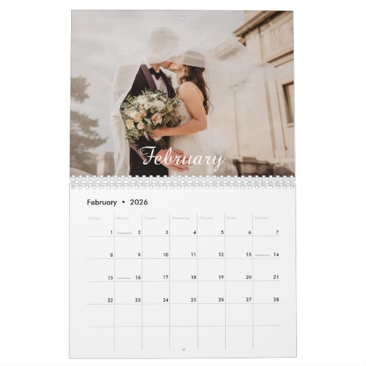 2024 Familie Aangepaste Foto Chic Script Kalender (Feb 2026)