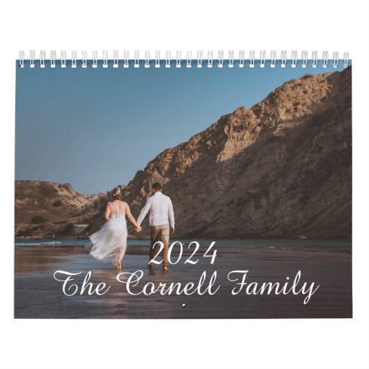 2024 Familie Aangepaste Foto Chic Script Kalender (Hoes)