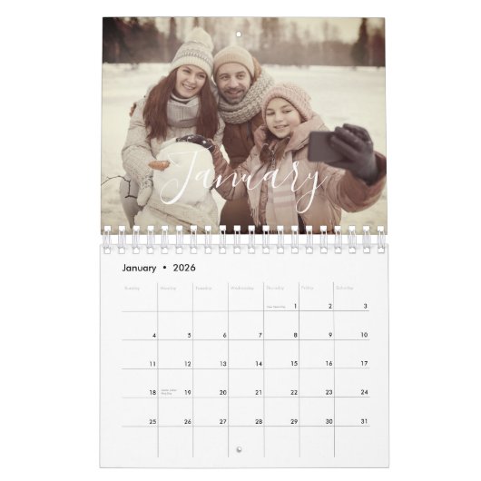 2024 Familie Aangepaste Foto Chic Script Kalender (Jan 2026)