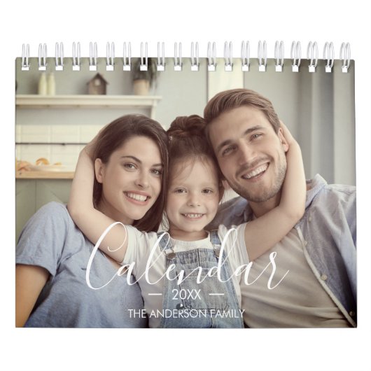 2024 Familie Aangepaste Foto Chic Script Kalender (Hoes)