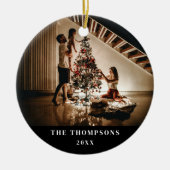 2024 familie foto Afbeelding aan beide kanten kers Keramisch Ornament (Voorkant)
