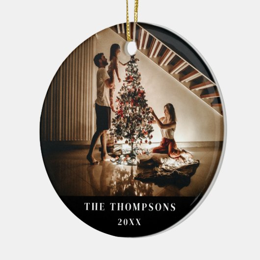 2024 familie foto Afbeelding aan beide kanten kers Keramisch Ornament (Links)