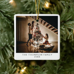 2024 familie foto Afbeelding aan beide kanten kers Keramisch Ornament