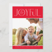 2024 FAMILIE FOTO modern elegant JOYFUL rood Feestdagenkaart (Voorkant)