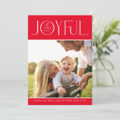 2024 FAMILIE FOTO modern elegant JOYFUL rood Feestdagenkaart (Staand voorkant)