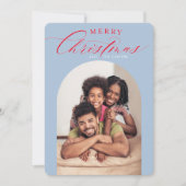 2024 FAMILIE FOTOKAART Kerstboog lijst blauw Aankondiging (Voorkant)
