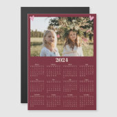 2024 Familie Fotokalender Magneet Rood (Voorkant / Achterkant)