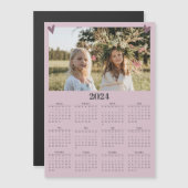 2024 Familie Fotokalender Magneet Roze (Voorkant / Achterkant)