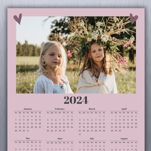 2024 Familie Fotokalender Magneet Roze
