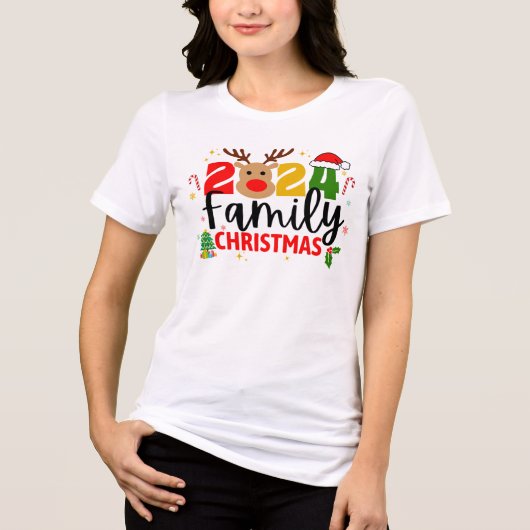 2024 Familie Kerst Tri-Blend Shirt (Voorkant)