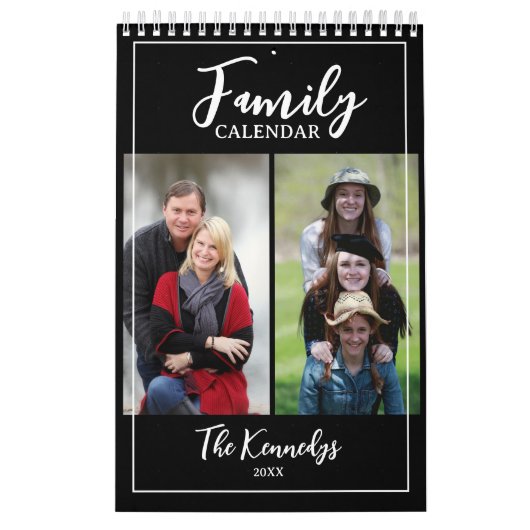2024 familienaam foto zwart-wit kalender (Hoes)