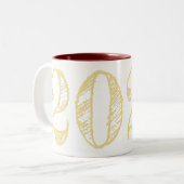 2024 Faux Gold Typografie Koffie Thee Nieuwjaar Mo Tweekleurige Koffiemok (Voorkant links)