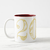 2024 Faux Gold Typografie Koffie Thee Nieuwjaar Mo Tweekleurige Koffiemok (Links)