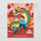 2024 Feestelijke Gelukkig Nieuwjaar Dragon Briefkaart (Voorkant)