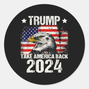 2024 Flag Take America Back Mannen Vrouwen Trump 2 Ronde Sticker