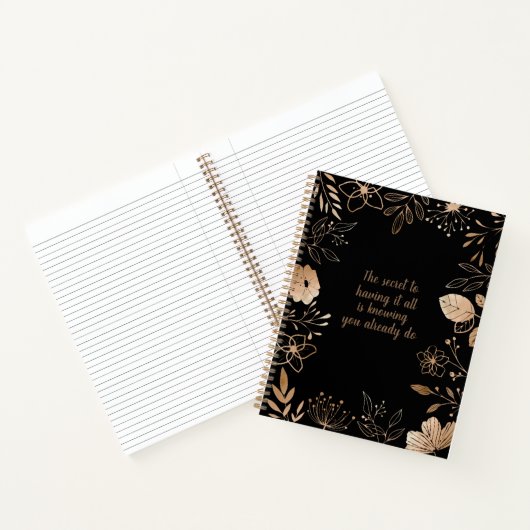 2024 Floral Gold & Black Notitieboek Quote (Binnen)