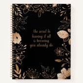 2024 Floral Gold & Black Notitieboek Quote (Voorkant)