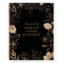 2024 Floral Gold & Black Notitieboek Quote