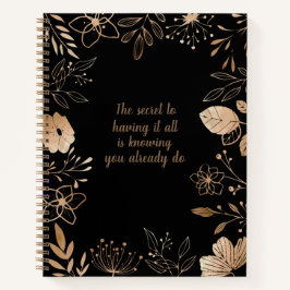 2024 Floral Gold & Black Notitieboek Quote